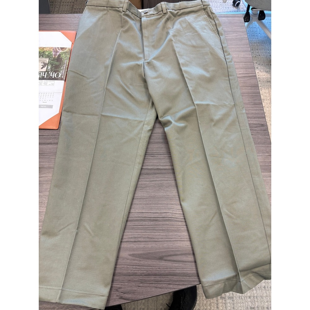 Haggar Black‎ Label Comfort Equipped Flat Front Pants Mens 42x30 Olive NWT